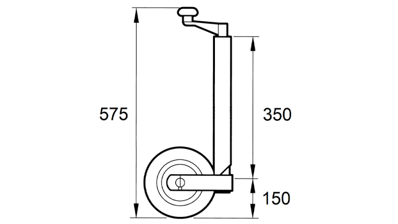 STÜTZFUß FÜR AUTOANHÄNGER MIT RAD 220mm-150kg