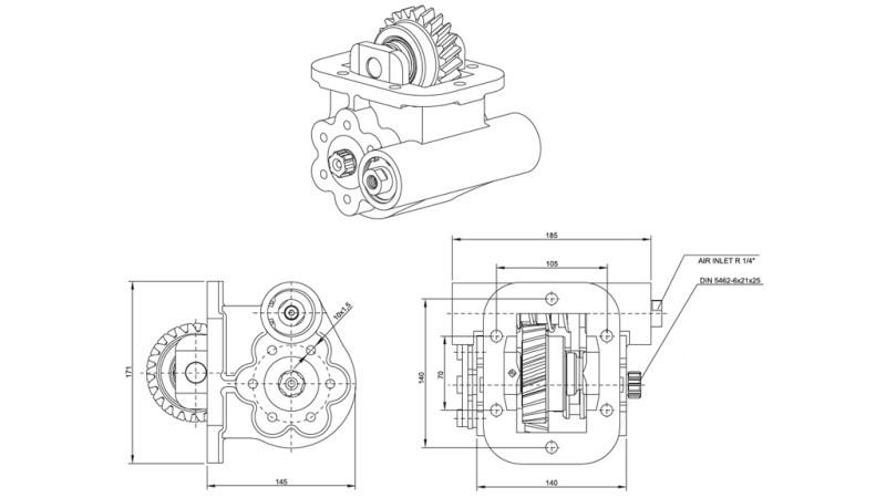 Dimensionen AUSGANG FÜR HYDRAULIKPUMPE - IVECO 2855