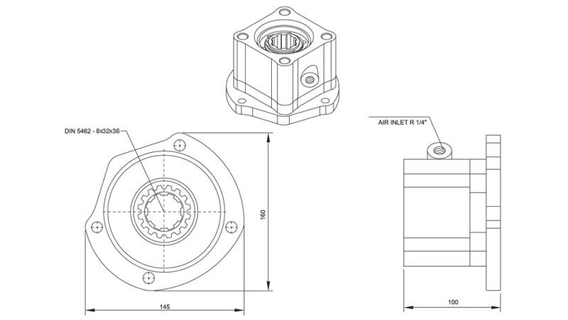 Dimensionen AUSGANG FÜR HYDRAULIKPUMPE - VOLVO R6-1