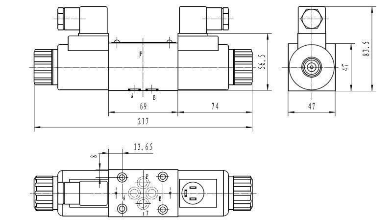 HYDRAULIK ELEKTROMAGNETVENTIL CETOP 3 12/24/230V N1-ABMESSUNGEN