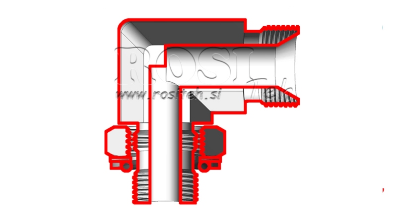 KNIE 90°MÄNNLICH - MÄNNLICH -ANPASSEND 3/8-1/2